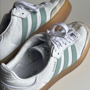 Adidas Sambae White and Light Green Shoes - Women’s 9.5